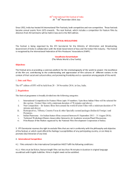 iffi regulations 2014. - Directorate of Film Festivals