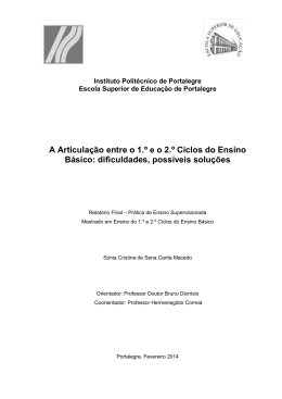 A Articula&ccedil;&atilde;o entre o 1.&ordm; e o 2.&ordm; Ciclos do Ensino B&aacute;sico