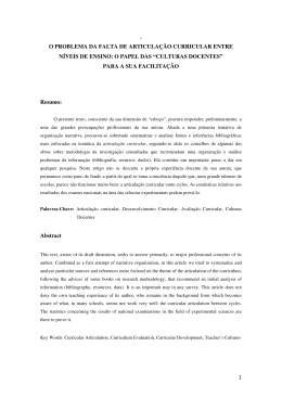 1 . o problema da falta de articula&ccedil;&atilde;o curricular entre n&iacute;veis de ensino