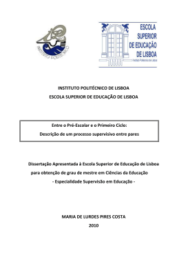 Entre o Pr&eacute;-Escolar e o Primeiro Ciclo