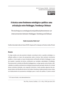 A t&eacute;cnica como fen&ocirc;meno ontol&oacute;gico e pol&iacute;tico: uma articula&ccedil;&atilde;o
