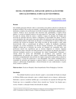 escola no hospital: espa&ccedil;o de articula&ccedil;&atilde;o entre educa&ccedil;&atilde;o