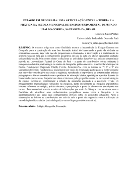 EST&Aacute;GIO EM GEOGRAFIA: UMA ARTICULA&Ccedil;&Atilde;O ENTRE A