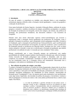 GEOGRAFIA: A BUSCA DA ARTICULA&Ccedil;&Atilde;O ENTRE FORMA&Ccedil;&Atilde;O E