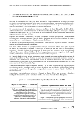 2 ARTICULAÇÃO ENTRE OS OBJECTIVOS DO PLANO NACIONAL