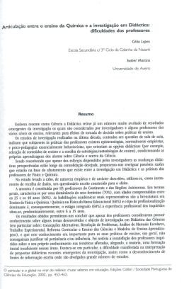 Articula&ccedil;&atilde;o entre o ensino da Qu&iacute;mica e a investiga&ccedil;&atilde;o em