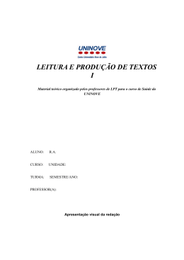 LEITURA E PRODU&Ccedil;&Atilde;O DE TEXTOS I