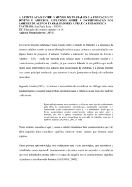 A ARTICULA&Ccedil;&Atilde;O ENTRE O MUNDO DO TRABALHO E A
