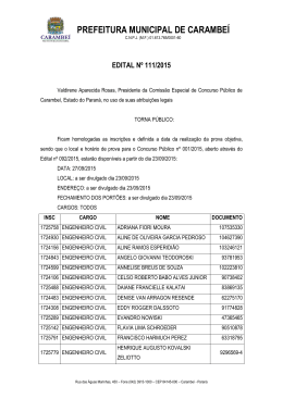 Homologa&ccedil;&atilde;o das inscri&ccedil;&otilde;es