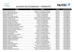 ALUNOS SELECIONADOS &ndash; PRONATEC