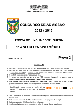 Prova 2 CONCURSO DE ADMISSÃO 2012 / 2013 1º ANO