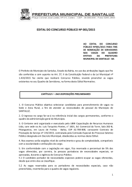 EDITAL DO CONCURSO P&Uacute;BLICO N&ordm; 001/2015