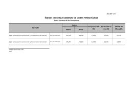 &iacute;ndices de reajustamento de obras ferrovi&aacute;rias