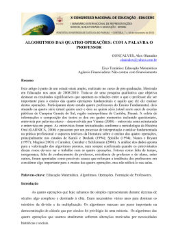 ALGORITMOS DAS QUATRO OPERA&Ccedil;&Otilde;ES: COM A PALAVRA O