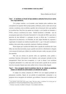 X TESES SOBRE O SOCIALISMO* Marcos Barbosa de Oliveira