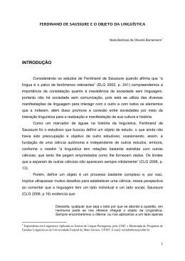 Ferdinand de Saussure e o objeto da lingu&iacute;stica, por Neila Barbosa