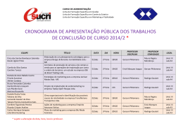 cronograma de apresentação pública dos trabalhos de conclusão