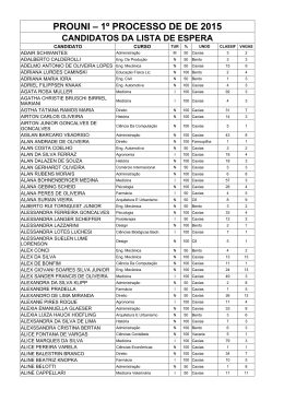 PROUNI – 1º PROCESSO DE DE 2015