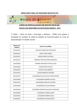 Resultado Cursistas da Escola de Gestores 2014
