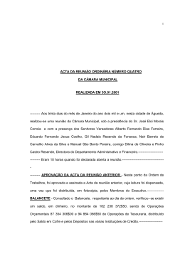 ACTA DA REUNI&Atilde;O ORDIN&Aacute;RIA N&Uacute;MERO QUATRO DA C&Acirc;MARA