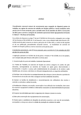 Aviso - Concurso de Assistente Operacional em regime de contrato