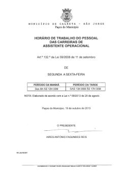 Per&iacute;odo de Funcionamento dos Servi&ccedil;os Operacionais.