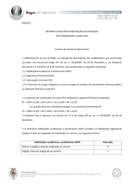 Crit&eacute;rios de Pondera&ccedil;&atilde;o Curricular