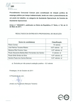 Aviso nº 10624/2011 - Instituto Politécnico de Portalegre