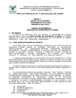 PREG&Atilde;O PRESENCIAL N&ordm;.001/2012/SENAR-AR/RO
