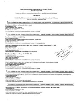 agenda dos concertos previstos para 2015