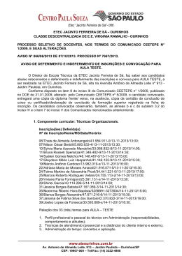 Aviso de Deferimento e Convocação para Aula Teste do