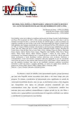 1 MULHER, M&Atilde;E, ESPOSA E PROFESSORA: APRESENTANDO