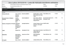 Ano Letivo 2015/2016 - Lista de manuais escolares adotados