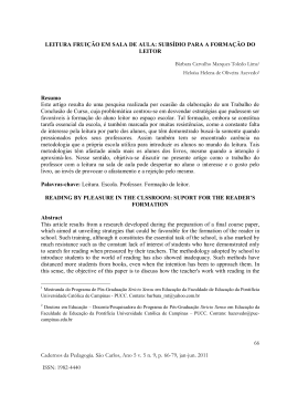 leitura frui&ccedil;&atilde;o em sala de aula: subs&iacute;dio para a forma&ccedil;&atilde;o do leitor
