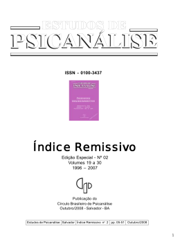 &Iacute;ndice Remissivo - cbp- c&iacute;rculo brasileiro de psican&aacute;lise