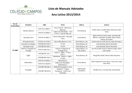 Lista de Manuais Adotados Ano Letivo 2013/2014