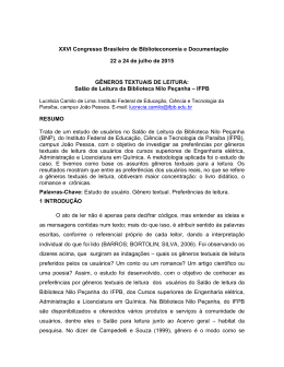 G&Ecirc;NEROS TEXTUAIS DE LEITURA