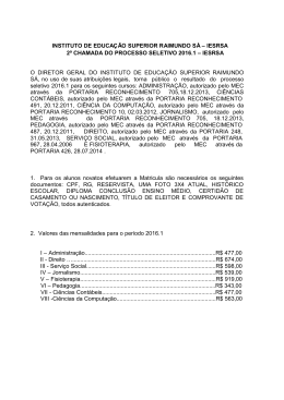iesrsa 2&ordf; chamada do processo seletivo 2016.1