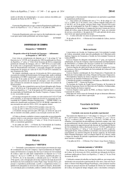 Despacho n.&ordm; 10056/2014 - Universidade de Lisboa