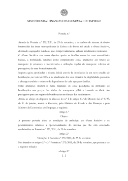 Portaria n.º Através da Portaria n.º 272/2011, de 23 de setembro, e