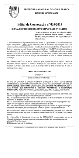 Edital de Convocação 035-2015 Processo seletivo FISIOTERAPEUTA