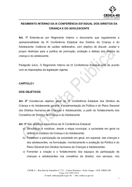 Regimento Interno - Conselho Estadual da Criança e do Adolescente