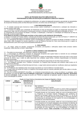 Edital de Processo Seletivo Simplificado do Munic&iacute;pio de Viana