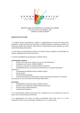 MASTER-CLASSES DE INSTRUMENTO E DE M&Uacute;SICA DE