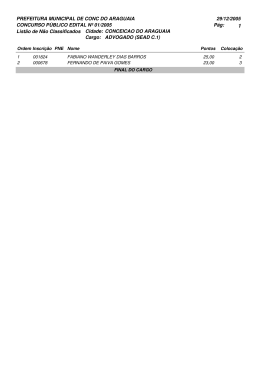 Relação dos Não Classificados