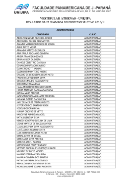 vestibular athenas - unijipa resultado da 2&ordf; chamada do processo