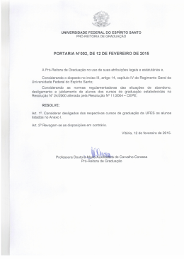 Portaria n&ordm; 002/2015 - Desligamento