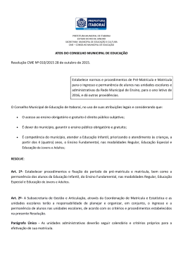 ATOS DO CONSELHO MUNICIPAL DE EDUCAÇÃO Resolução