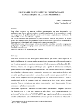 problematizando saberes e pr&aacute;ticas em eja