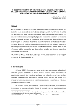 o desenvolvimento da criatividade na educa&ccedil;&atilde;o infantil e sua